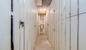Secure storage locker hallway at 320 and 322 Lakeshore Road West