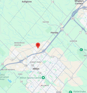 Regional map showing property location near Milton, Ontario and Highway 401